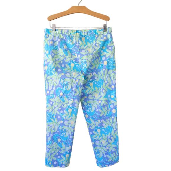 Lilly Pulitzer White Label Maternity Crop Pants Sweet Blue Crabby Size Small - Picture 2 of 9
